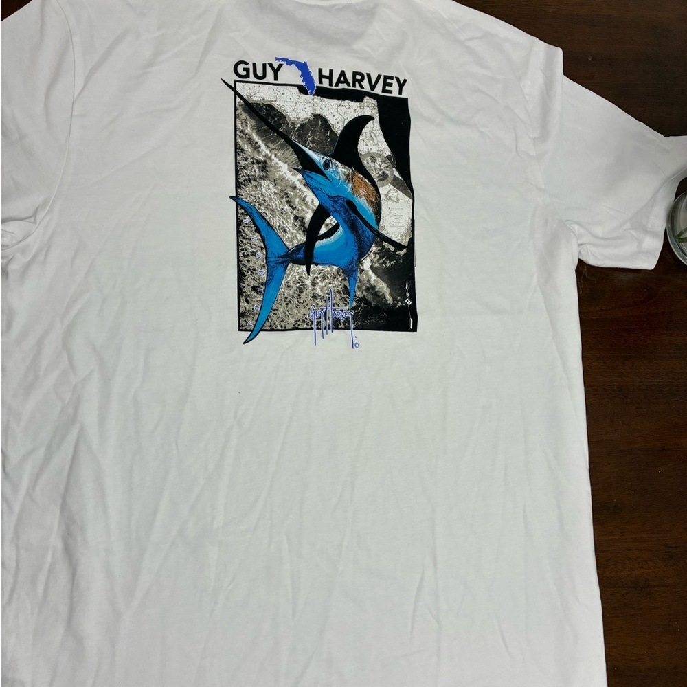 Guy Harvey Blue Marlin White Tee